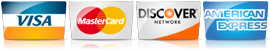Visa, Mastercard, Discover Credit Card Payments Accepted